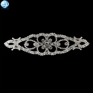 Bijoux en argent faits à la main en cristal clair strass gros corsage mariage appliques embellissement - Product Image 1