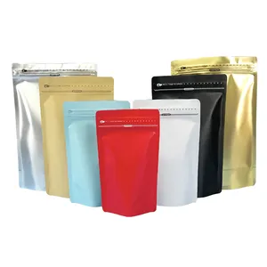 Bolsa de pie de grado alimenticio mate Multicolor al por mayor, bolsa de té y café laminada de papel de aluminio, bolsas de embalaje de plástico, bolsa con cremallera