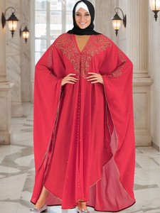 CCY fábrica personalizada brillo musulmán Abaya diamantes de imitación con cuentas Dubai mujeres africanas gasa vestidos islámicos Abaya - Product Image 4