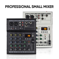 Petit Mixeur Professionnel Bluetooth 4/6 Voies avec Effet de Réverbération, Microphone pour Karaoké et Audio de Scène, Cartes Son