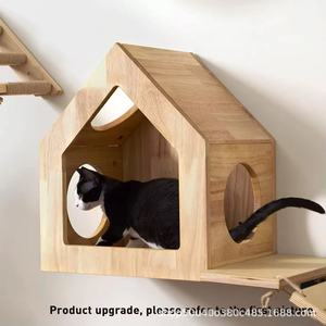 Wooden Wall Mounted Cat <b>House</b> 11.8x15.5x11in Durable Birchwood Cat <b>Bed</b> For Small Cats - Product Image 3
