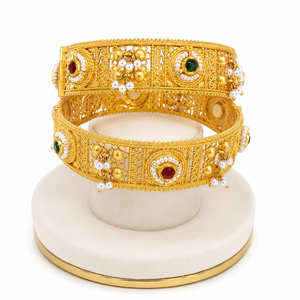 Zyvory 925 Silver Antique Bangles Traditional Designer <b>Kada</b> Bracelet Set for Women Wedding Jewelry 50g Hall Mark HUID Certified - Product Image 1