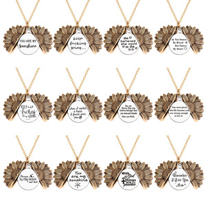 You Are My <strong>Sunshine</strong> Open Locket Sunflower Pendant Necklace Boho Jewelry Friendship <strong>Gifts</strong> Bff Letter Necklace Collier - Product Image 6