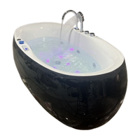 Baignoire ovale autoportante Zevana OEM&ODM en acrylique blanc brillant/anti-noircissement avec drain central moderne pour intérieur, durable, pour bain à remous