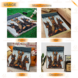 Nhà Máy Bán Buôn New Phong Cách Tùy Chỉnh Thiết Kế Pet Dog Mô Hình Dệt Trang Trí Ném Chăn Với Tua Cho Nhà Sofa - Product Image 5