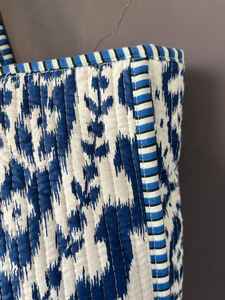 Bolsa de Mano Acolchada de Algodón con Estampado de Bloques, Reutilizable, Interior Espacioso, para Compras, Viajes, Bolso de Hombro - Product Image 3