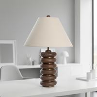 Lampe de table moderne de luxe léger en bois massif avec abat-jour en tissu, LED à intensité variable pour hôtel, salon, canapé, bureau
