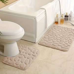 Tapis de siège de toilette en polaire corail Cangming, ensemble deux pièces en forme de U, couleur unie, absorbant, antidérapant, pour salle de bain - Product Image 4