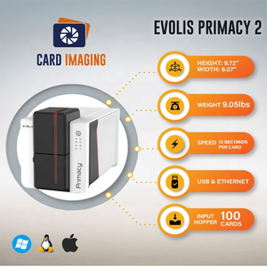 ขายตรงจากโรงงาน เครื่องพิมพ์บัตร Evolis Primacy 2 แบบพิมพ์ด้านเดียวหรือสองด้าน ใช้กับบัตร PVC ความเร็วสูง 1200dpi พิมพ์สีได้ - Product Image 2