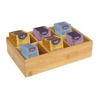 Boîte de rangement à thé rectangulaire en bois avec 6 compartiments, fenêtre en verre, faite à la main