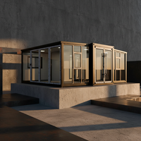 Conteneur maritime en acier moderne de 20 pieds, transformable en café et hôtel, design pliable facilement, couleur audacieuse et moderne