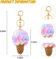 Colgante de helado de peluche colorido, bonito llavero de cono de helado simulado, decoración para bolso y pequeño regalo
