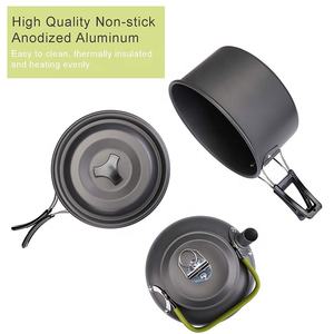 13 pièces tasses, plats, fourchettes, cuillères, grande <span class=keywords><strong>taille</strong></span>, Pot suspendu, <span class=keywords><strong>Base</strong></span> de bouilloire, ensemble de cuisine de Camping en plein air - Product Image 5