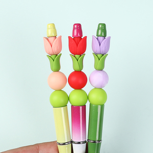 3D tulipán flor planta silicona Focal cuentas para Beadable Pen Charms regalo de vacaciones - Product Image 3