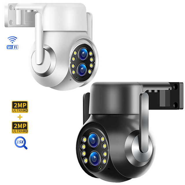 2K Outdoor 15X Optical Zoom Surveillance CCTV WIFI Security Camera System IP Network Camera PTZ HD Dual Lens Dome Network Camera