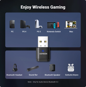 Transmisor <span class=keywords><strong>Bluetooth</strong></span> 5.3 UGREEN <span class=keywords><strong>AptX</strong></span> <span class=keywords><strong>HD</strong></span> AD, Adaptador de Audio para PS5, PS4, Nintendo Switch, Auriculares, Altavoz, Micrófono, Receptor <span class=keywords><strong>Bluetooth</strong></span> - Product Image 4