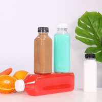 Bouteilles de jus et de lait avec bouchons inviolables, vides, en plastique transparent, impression d'écran, PET, qualité alimentaire, sans BPA, 16 oz avec noir