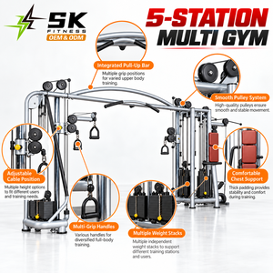 SK-T39 Macchina Multifunzione a Cinque Stazioni con Pesi a Pila, Cavi e Sedile Imbottito per Allenamento di Forza in <span class=keywords><strong>Palestra</strong></span> Commerciale - Product Image 2