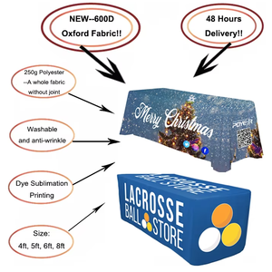 Tùy chỉnh nhuộm thăng hoa in logo triển lãm thương mại polyester không thấm nước được trang bị Stretch Spandex Khăn trải bàn bảng bìa vải - Product Image 3