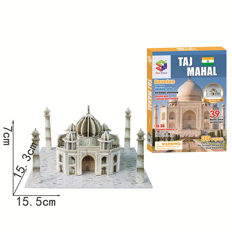 Wereldberoemde Gebouwen Educatief Speelgoed Magische Legpuzzels India Taj Mahal Architectuur Model Speelgoed 3d Puzzel Voor Kinderen Diy