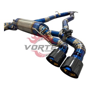 Escape trasero con válvulas Vortex Burnt Blue Titanium para BMW M8 S63, silenciador de carreras premium. - Product Image 5