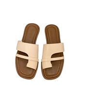 Chaussons d'été pour femmes à bout ouvert Nouvelles sandales coréennes rétro simples pantoufles romaines imprimées plates