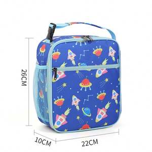 Sac à déjeuner isotherme pour enfants, motif dessin animé mignon, avec poignée à boucle isolée, sac isotherme PEVA léger à suspendre pour étudiants - Product Image 6