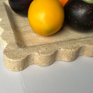 Plato de Almacenamiento Decorativo de Piedra Natural de Travertino Ecológico <span class=keywords><strong>con</strong></span> Borde Festoneado para Apartamento, Hogar, Hotel y Villa - Product Image 5