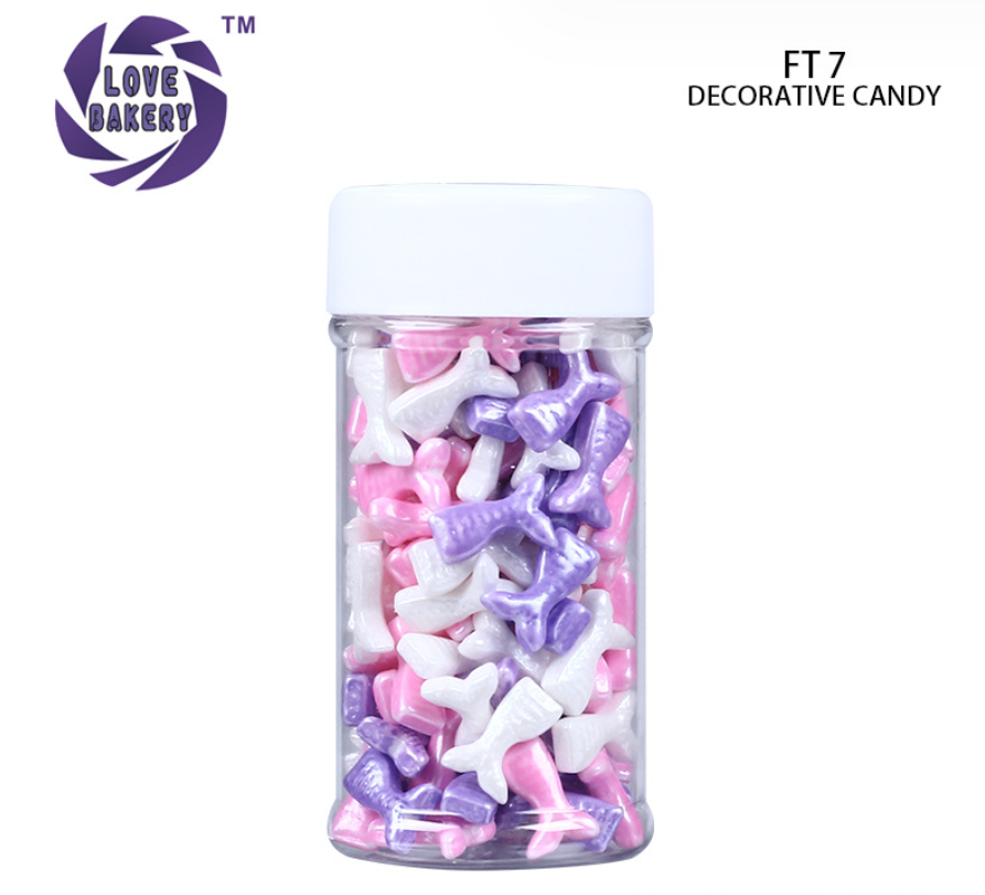 Queue de poisson rose, blanche et violette-130 grammes
