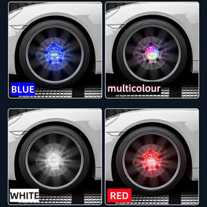 4 piezas de cubiertas de rueda con logo de coche, iluminación LED magnética, luz de destello energética para coche, iluminación flotante para el centro de la rueda - Product Image 5