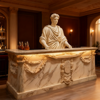 Comptoir de bar en marbre européen sculpté à la main, antique, durable, pour usage extérieur, couleur et taille personnalisables