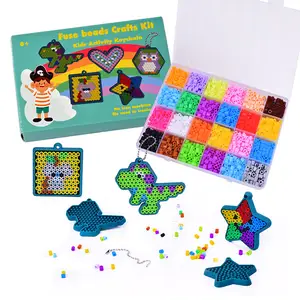 Latest Design Kid's DIY Perler Beads Soft PE No Need to Ironing Pegboard Hama Beads 5mm Perler Beads Set with Color Box