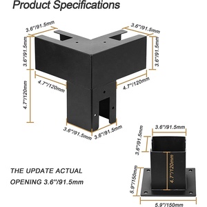 Kit de pergola en acier et bois avec support d'angle, connecteur de poutres en bois et support de pergola - Product Image 3