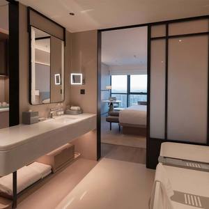 Ensemble de chambre à coucher moderne de haute qualité pour appartement de location et hôtel, avec cadre de lit en bois durable, tête de lit et tables de chevet, pour usage commercial - Product Image 5