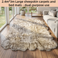 Tapis de luxe bicolore en peau de mouton naturelle, couverture en agneau véritable teint à la pointe pour la décoration intérieure du salon