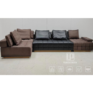 Hot Selling Black Coffee Color Leather Modern Sectional L Shape Set Furniture Luxury <b>Sofas</b> for <b>Living</b> <b>Room</b> 01 Coffee Color Leath - Product Image 3
