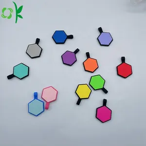 Okokio — étiquette personnalisée pour chien, en Silicone, souple, hexagonale, Double face, blanc, identification des animaux de compagnie, meilleure vente