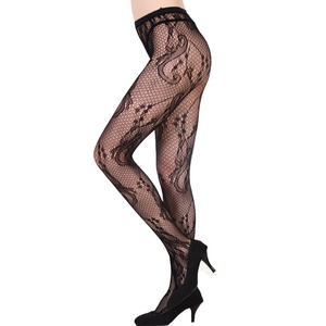 Collant a rete sottili in spandex stile europeo-americano, calze a rete alla moda per ragazze, sexy, con immagini di tatuaggi, pizzo jacquard, ad asciugatura rapida - Product Image 3