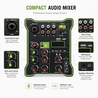 Console de mixage audio professionnelle 5 canaux Bluetooth USB avec alimentation fantôme 48V, égaliseur 2 bandes, console de mixage DJ compacte pour diffusion en direct et karaoké