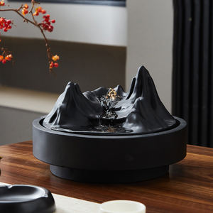 Fontana Scultorea Nera a Cascata da Tavolo in Resina, Decorazione Zen Moderna per Scrivania, Arte per Arredamento Casa, Ornamenti e Regali - Product Image 2