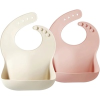 Bavoirs jetables en silicone pour bébé, ensemble de bavoirs imperméables pour bébé, bavoirs en forme d'ours en peluche pour bébés