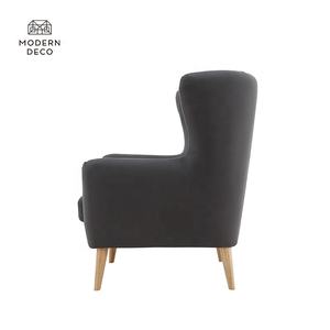 Accent-Silla de sala de estar de tela de madera, respaldo alto - Product Image 5