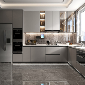 Meubles de cuisine modulaires de luxe attrayants avec panneaux en mélamine, design personnalisé, finition brillante, garde-manger, garantie <span class=keywords><strong>5</strong></span> ans - Product Image 5