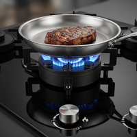 Table de cuisson à gaz encastrable 5 brûleurs, panneau en verre trempé, commande à bouton mécanique, haute puissance de feu, portable, pour usage domestique et hôtelier