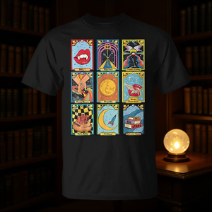 T-shirt unisexe avec personnage de carte de tarot de l'académie du zodiaque rétro, taille moyenne pour adulte - Product Image 3