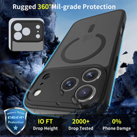 Coque de téléphone ATB durable noire semi-transparente pour iPhone 17 Pro Max, étui personnalisé avec anneau magnétique