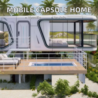 Maisons préfabriquées en capsule spatiale écologiques en aluminium extensible, maisons minuscules sur roues, capsule commerciale de luxe