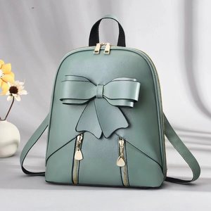 Pink Women's <b>Backpack</b> Softback Square Shape With Bow Detail Zipper Closure <b>Lightweight</b> Medium Capacity All Seasons Daily Use - Product Image 4
