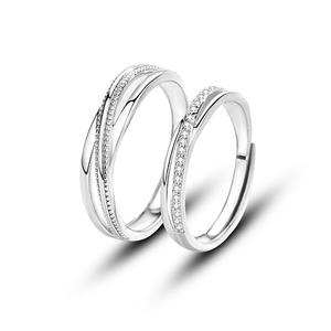 Q873 <b>Wedding</b> <b>Bands</b> 925 <b>Silver</b> Crystal Rhinestone Channel Setting Unisex Fine Rings - Product Image 6
