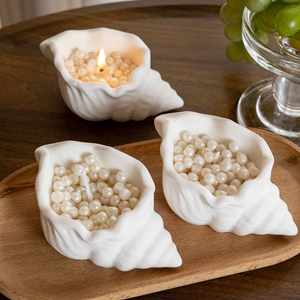 Floral-Fruity Scented Handmade Plant <b>Wax</b> <b>Candle</b> with Conch Pearl Accents Shell-Shaped Design-Creative Gift & Souvenir - Product Image 2